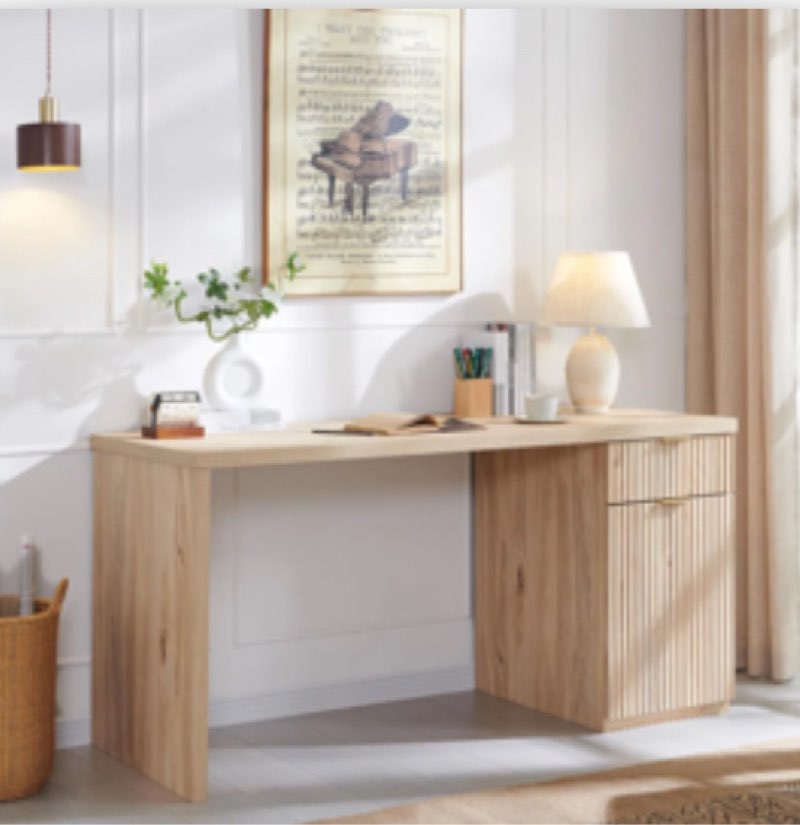 modern executive desk with storage, wood home office desk with drawer & cabinet