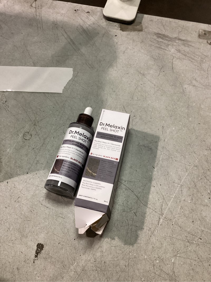 Condition photo showing Good Condition for Dr.Melaxin Peel Shot Glow Black Rice Peeling Ampoule 80ml Daily Soft Exfoliating Face and Body Scrub Dead Skin Cells Remover for All Skin Types korean skin care