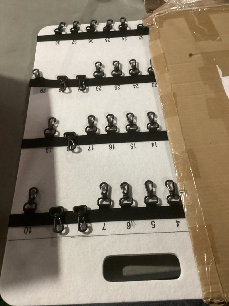 Condition photo showing Good Condition for 24'' x 16'' key rack wall mount with 38 numbered self closing hooks 24'' x 16'' felt key holder board storage for car dealer property manager valet parking residential small businesses