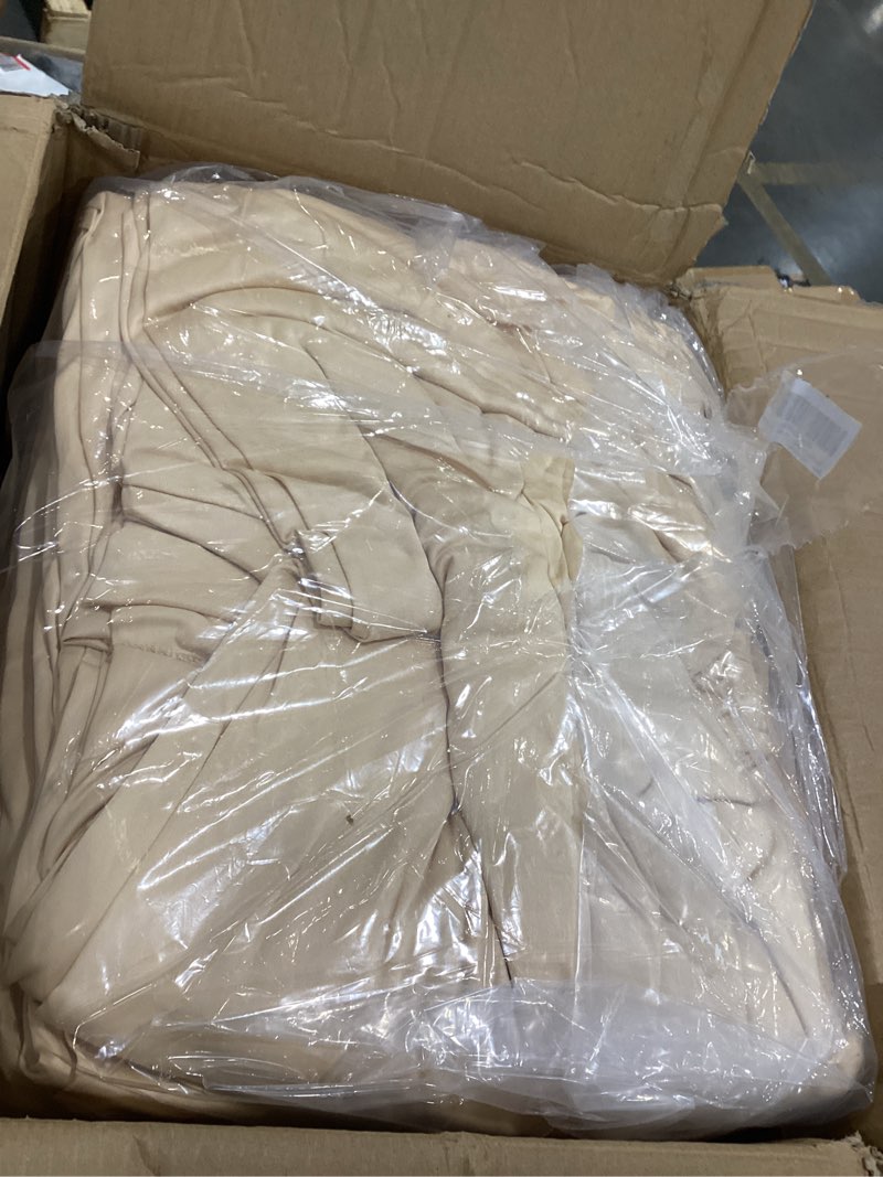 Condition photo showing Good Condition for 50ftx40ft soft tan khaki ceiling curtain for wedding parties | 10 panels wrinkle-free 40 ft long tent draping curtains for wedding, birthday & theme parties, 40ft height with rod pocket soft tan 60"w x 480"l (pack of 10)