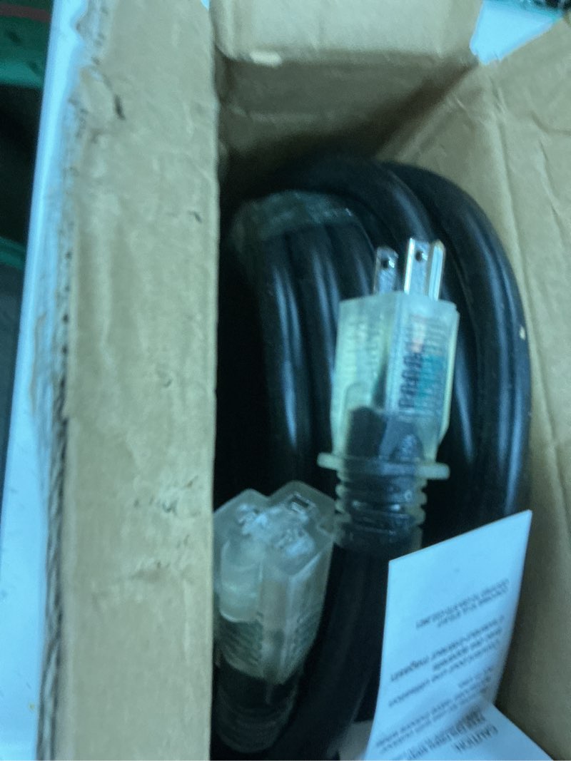 Condition photo showing Good Condition for powgrn 25 ft 10awg black outdoor extension cord waterproof heavy duty 10 gauge 3 prong, flexible cold-resistant power cord indoor & outside with lighted indicator end, 15amp 1875w sjtw etl listed black 25ft