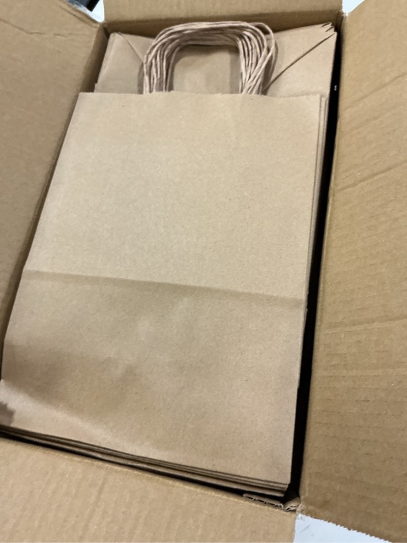 Condition photo showing Good Condition for facebag 50-pack brown paper bags with handles bulk, 8x4.25x10.5 inches,medium-sized gift bags with handles for party favors?take-out?grocery shopping & retail?reusable & durable brown 50 sheet (pack of 1)