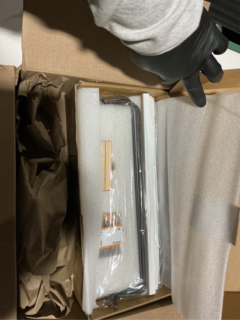 Condition photo showing Good Condition for Forbena White Floating Shelves Bathroom Shelves Over Toilet Set of 3, Bathroom Organizers and Storage Shelves Wall Mounted, Modern Wood Corner Wall Shelf for Bedroom Closet -White and Dark Grey 17 Inch White and Grey