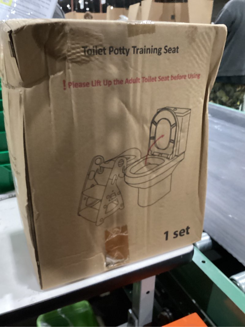 Condition photo showing New/Like New for Primlect Potty Training Seat, 2-in-1 Toddler Toilet Seat with Step Stool, Ultra-Stable Potty Chair Attachment, Adjustable Seat and Step Ladder, Non-Slip Design, Splash Guard for Boys and Girls(Grey) Gray