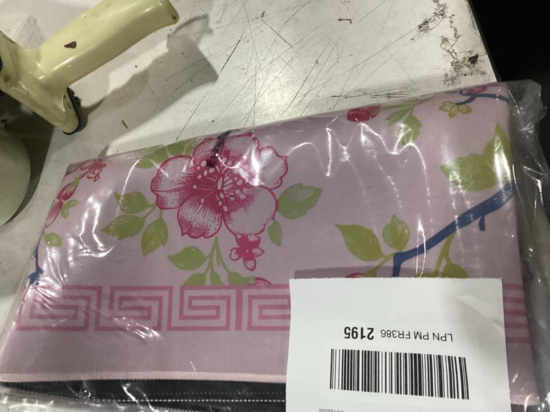 Condition photo showing As Is for chinoiserie mahjong mat with 1 carrying bag 31.5 x 31.5 pink and white rubber anti slip and noise reduction multi purpose game table cover for mahjong, card, board tile games pink and green