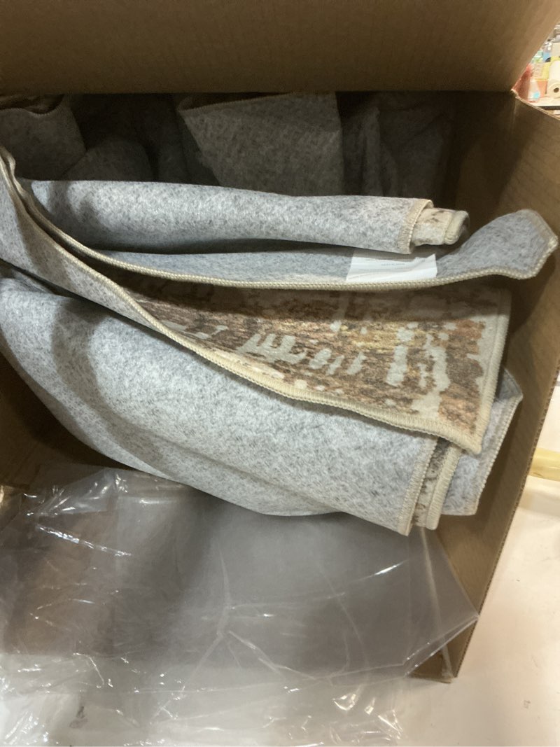 Condition photo showing Good Condition for Modern Abstract Washable Rug 5x7: Area Rugs for Living Room Neutral Soft Rug Non-Slip Low Pile Indoor Carpet for Bedroom Dining Room Office (Tan, 5'x7') Tan 5 x 7 feet