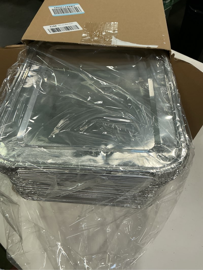 Condition photo showing New/Like New for (26 Pack) Disposable 9x13 Aluminum Foil Pans with Lids, Half Size Aluminum Foil Heavy Duty Deep Steam Pans for Roasting Turkey, Cooking, Prepping- Thanksgiving, Christmas, Parties