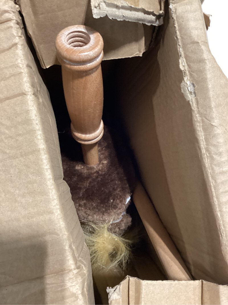 Condition photo showing Good Condition for hollyhome stick horse plush handcrafted hobby horse on a stick with wood wheels real pony neighing and galloping sounds for kids toddlers black 36 inches(aa batteries required)