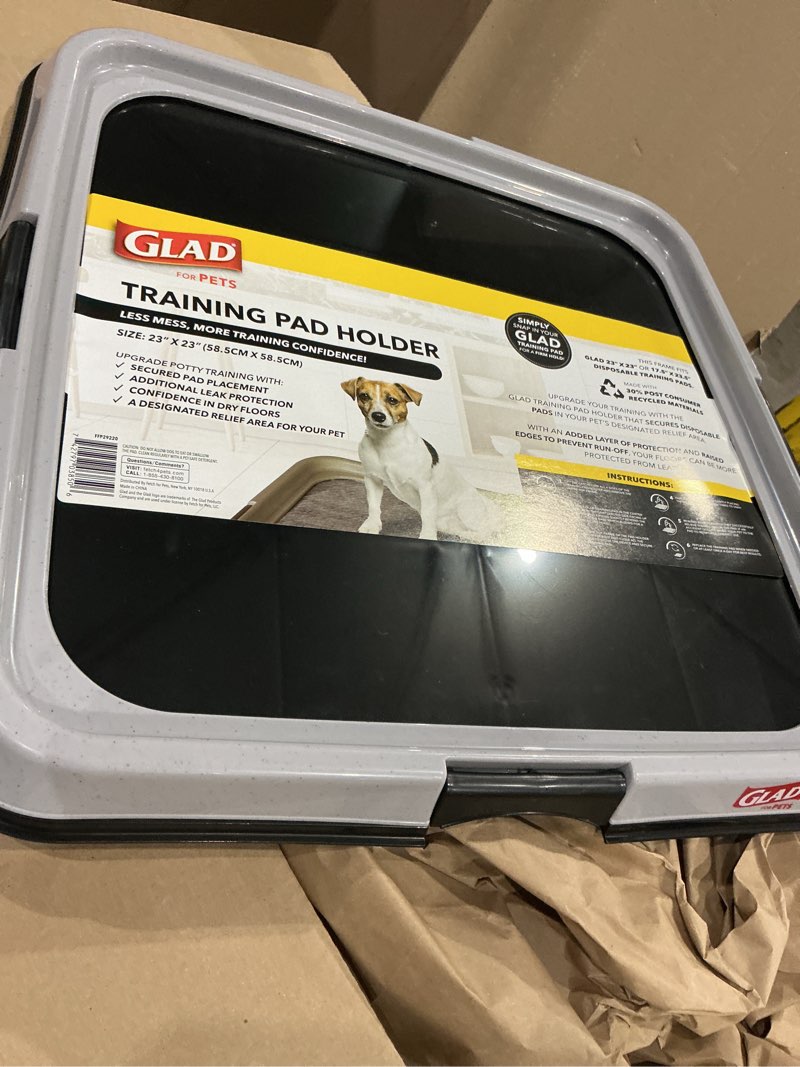 Condition photo showing Good Condition for glad for pets puppy potty training pad holder for disposable pads - puppy potty tray, dog potty training tools for indoor pee pad station, potty for dogs - fits 23" x 23" or 17.5" x 23.5" pads