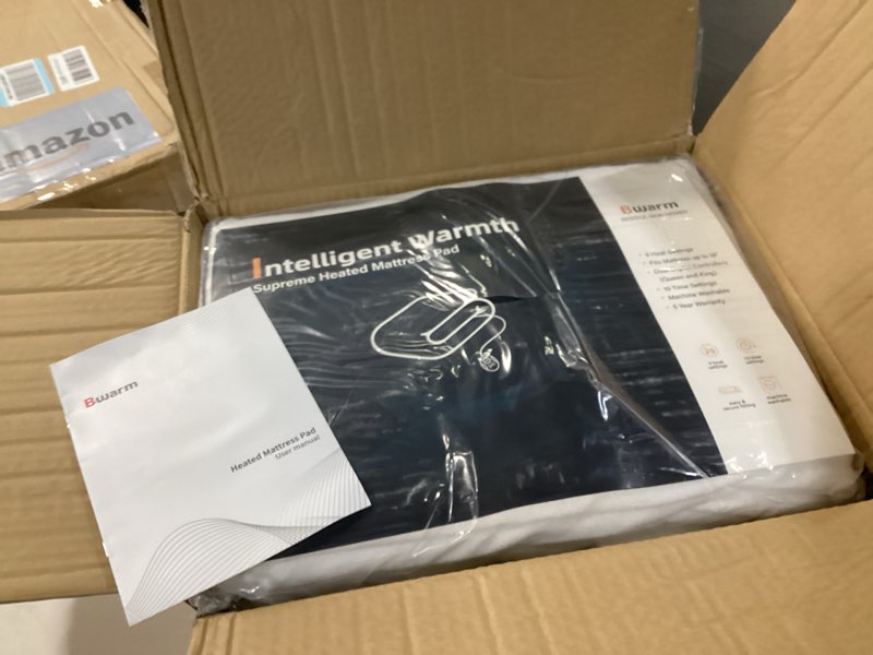 Condition photo showing New/Like New for Bwarm Electric Heated Mattress Pad Twin Size, 39" x 75", Bed Warmer, 9 Heat Settings, 1-12 Hours Auto Off, Deep Pocket, Fast Heating, Machine Washable, Soft and Cozy