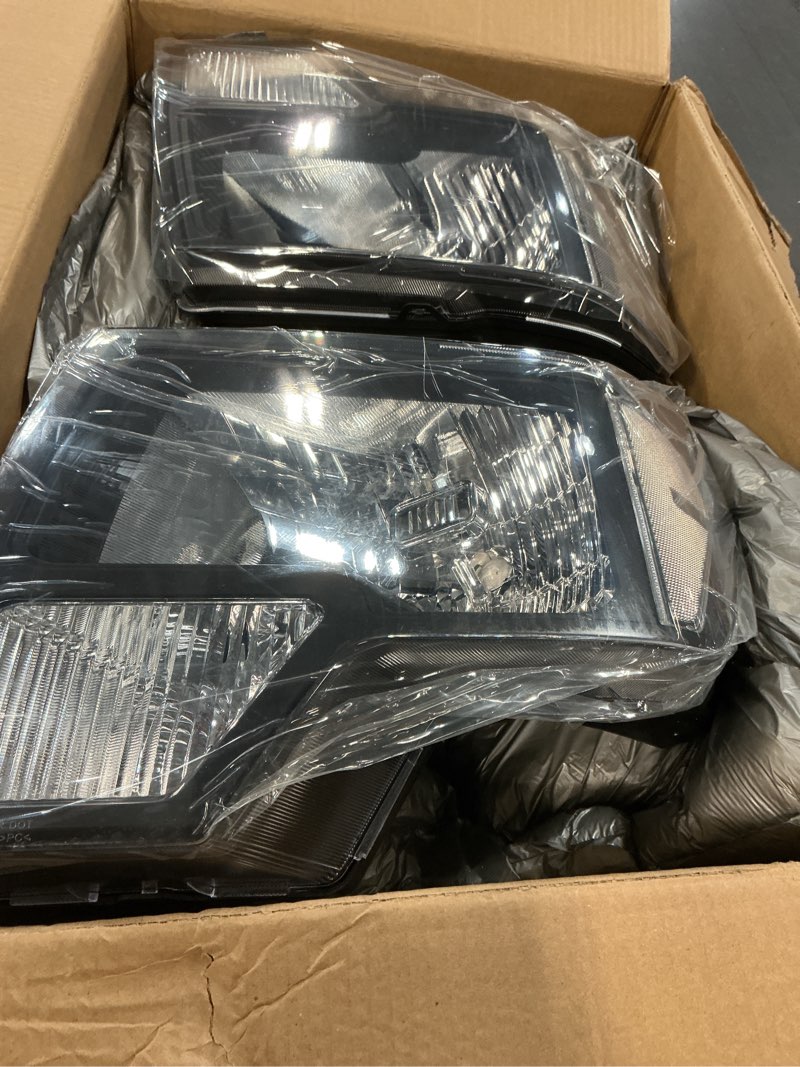 Condition photo showing New/Like New for Fullux Headlights Assembly Compatible with 2009-2014 Ford F150 Left and Right Side Replacement Headlamp Black Housing Clear Reflector Black Housing + Clear Reflector 2009-2014 Ford F-150
