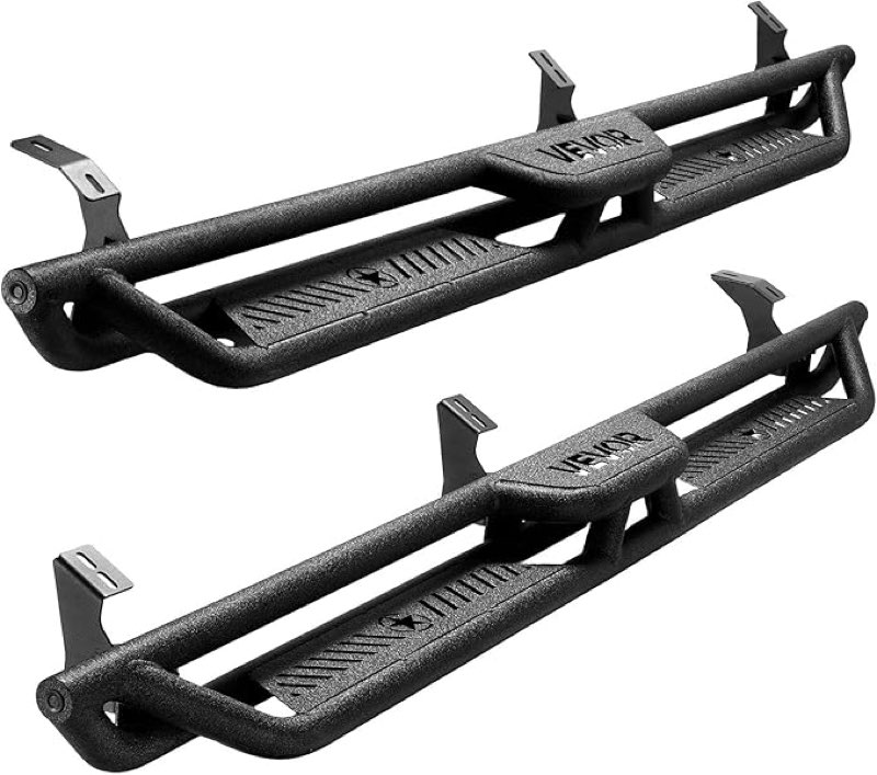 VEVOR Running Boards Compatible with 2005-2023 Toyota Tacoma Double Cab, 6 Inches Side Steps, Black Carbon Steel Nerf Bars, 550 lbs Load Capacity, Wide Non-Slip Hollow Surface with Rustproof Coating