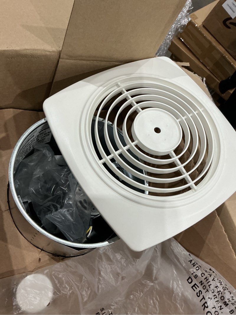 Condition photo showing As Is for broan-nutone 509 through-the-wall ventilation fan white cover, 200 cfm, 8.5 sones, 8" fan, 200 cfm no switch dial