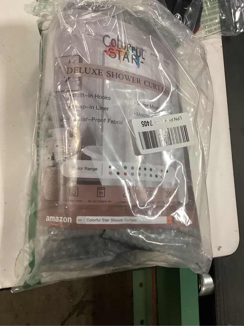 Condition photo showing Good Condition for Colorful Star No Hook Shower Curtain with Snap in Fabric Liner, Waffle Weave Heavy Duty Thick Shower Curtains with Mesh Top Window, Hotel Style Waterproof Bathroom Curtain Set, 72 x 81 Inch, Grey Grey 72"W x 81"L (Pack of 1)