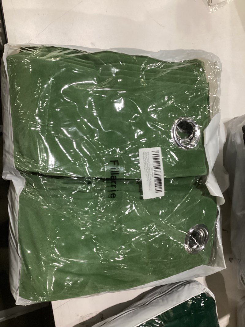 Condition photo showing New/Like New for Velvet Curtains- Home Decor Grass Green Curtains Drapes for Living Room, Blackout Thermal Insulated Window Treatment for Dining Room Holiday Backdrop 2 pcs