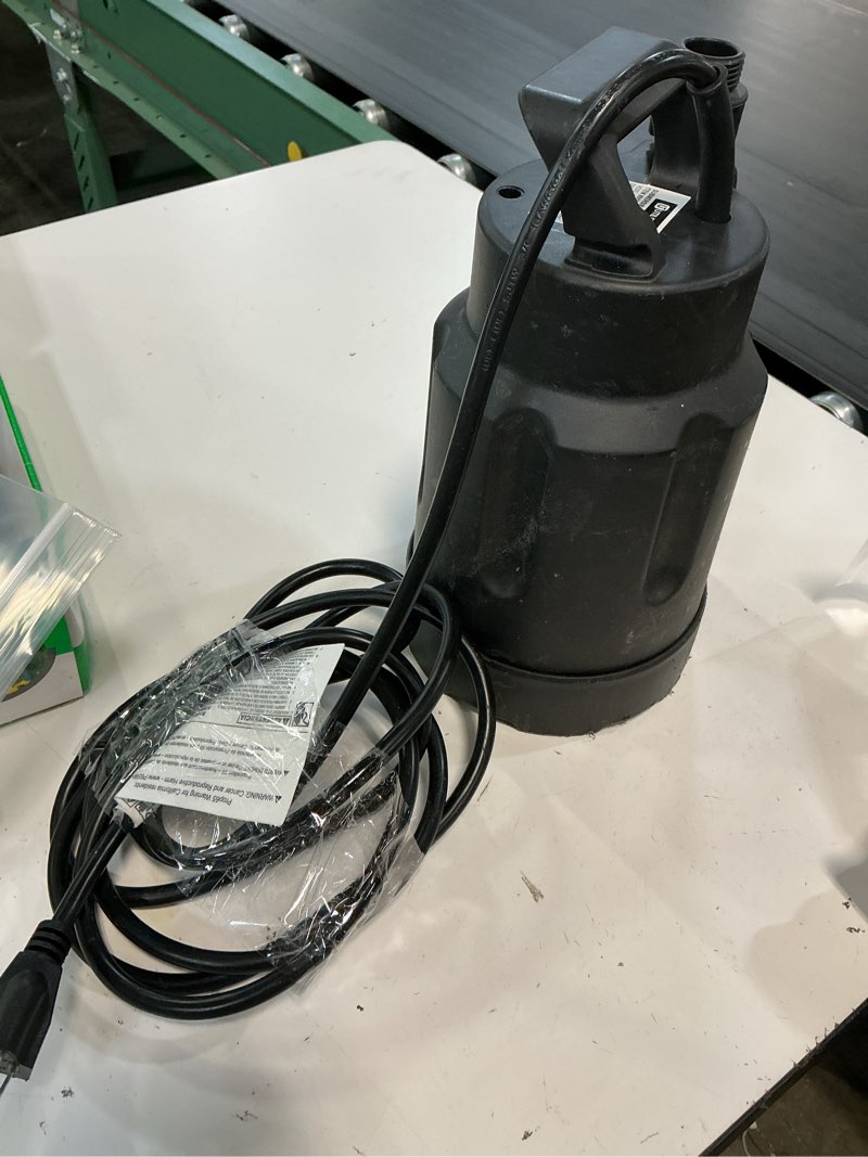 Condition photo showing As Is for utilitech 1/3-hp 115-volt 30-gpm thermoplastic submersible utility pump