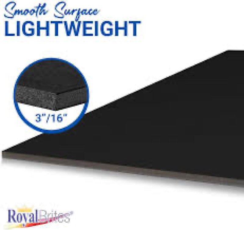 Royal Brites Premium Black Foam Board 20” x 30”, Sturdy & Lightweight 3/16" Thick Board for Art, Wor