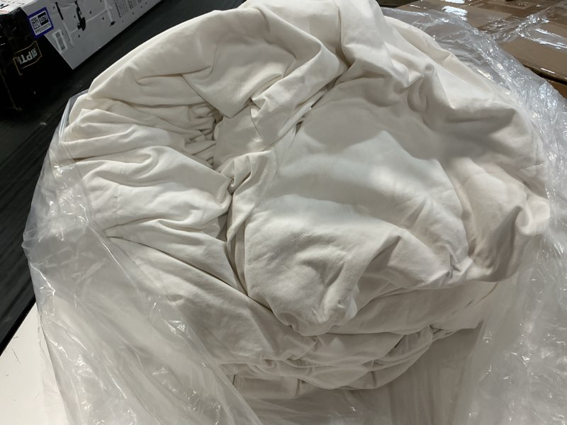 Condition photo showing As Is for lightweight luxe goose down comforter, full/queen, white