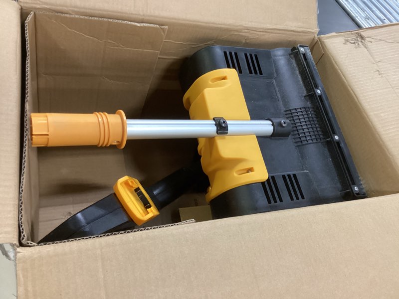 Condition photo showing As Is for Cordless Snow Shovel Compatible with DeWalt 20V MAX Battery (Tool Only), 11" Lightweight Electric Snow Blower with 20FT Max Throw & Adjustable Handle, Snow Thrower for Driveway, Deck, Patio & Steps Black+Yellow