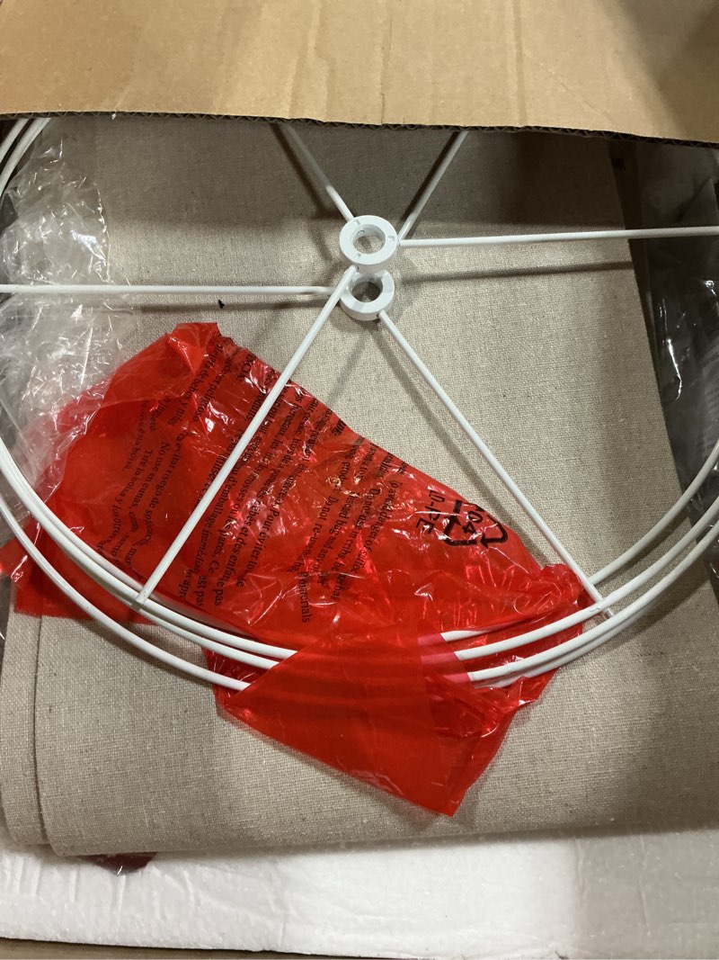 Condition photo showing As Is for PARTPHONER 23" Modern Ceramic Table Lamp Set of 2, Table Lamps for Living Room, Rustic Farmhouse Bedside Lamps Nightstand lamp for Bedroom, White Desk Lamp for End Table Home Decor Beige Beige and White