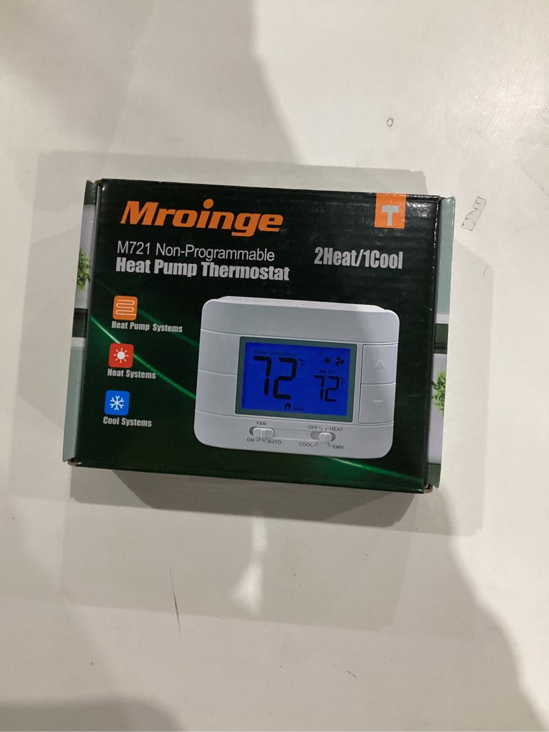 Condition photo showing New/Like New for Thermostat Non Programmable Heat Pump Thermostat for House 2H/1C, with Large LCD Display of Room Temperature and Humidity