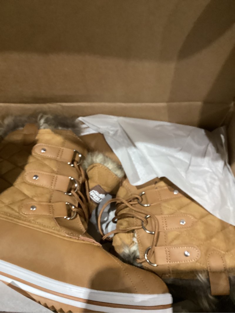 Condition photo showing Good Condition for POLAR Womens Snow Boot Quilted Short Winter Snow Rain Warm Waterproof Boots 10 Tan Suede