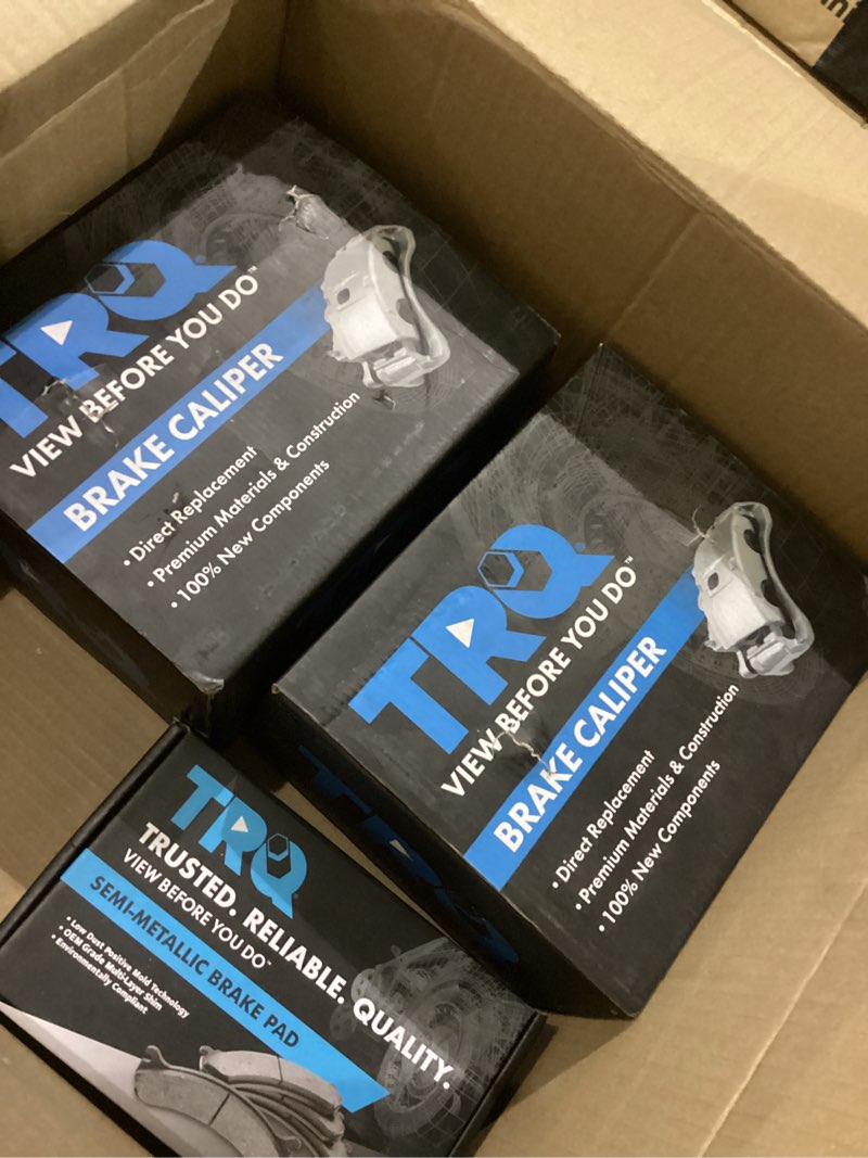 Condition photo showing As Is for TRQ Front Brake Pad & Rotor Kit Slotted X Drilled Semi-Metallic Premium G-Coated Compatible with 95-01 Ford Explorer 98-02 Ranger 99 Mazda B2500 98-00 B3000 B4000 97-01 Mercury Mountaineer Performance Metallic Silver BKA25094