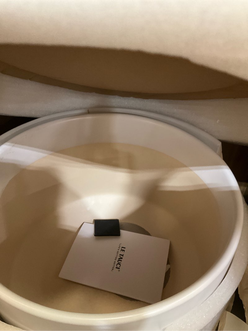 Condition photo showing New/Like New for LE TAUCI Ceramic Pots for Plants, Set of 2, 10 + 12 Inch Plant Pot, Durable & Stylish Planters for Indoor Plants with Drainage Hole and Saucer, Elevate Your Home’s Aesthetic, White 10+12 Inch