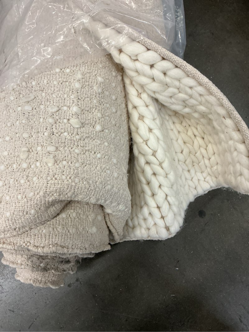 Condition photo showing As Is for quince white wool braided area rug 9’