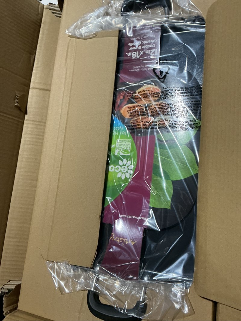 Condition photo showing Good Condition for Ecolution Artistry Non-Stick Double Burner Griddle Pan 12” x 18”  Dishwasher Safe  Silicone Handles  Specialty Cookware for Family