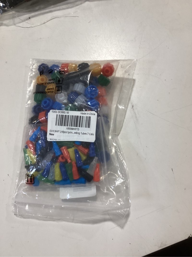 Condition photo showing New/Like New for olycraft 140pcs syringe tip caps luer lock tip plastic stopper syringe barrel caps lock screw type industrial syringes tips no needle tips cap for feeding tubes 7 colors 14 style