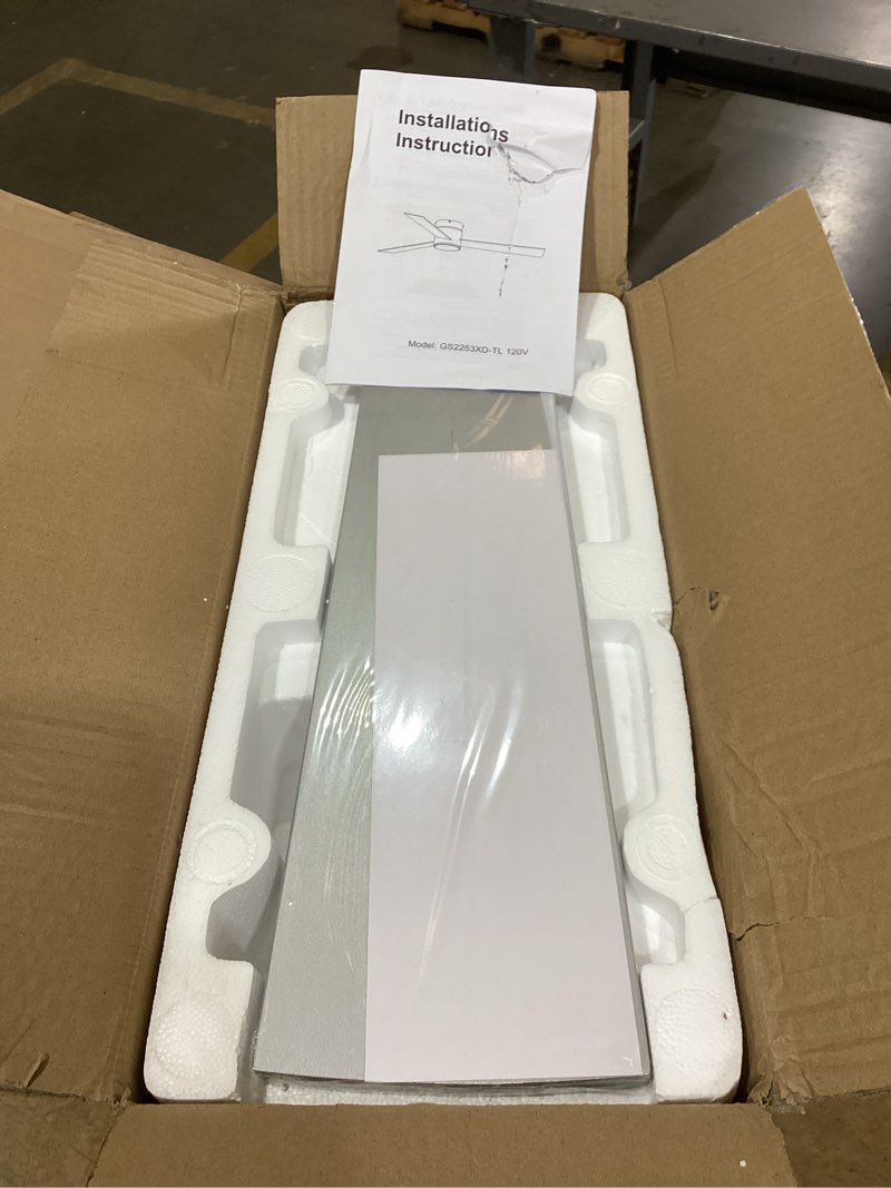 Condition photo showing New/Like New for gesum 42 inch ceiling fan with lights, flush mount ceiling fans with remote control, dimmable, 3cct, reversible, nickel bedroom ceiling fans with 3 blades for patios bedroom kitchen porch (nickel) nickel 42 inches