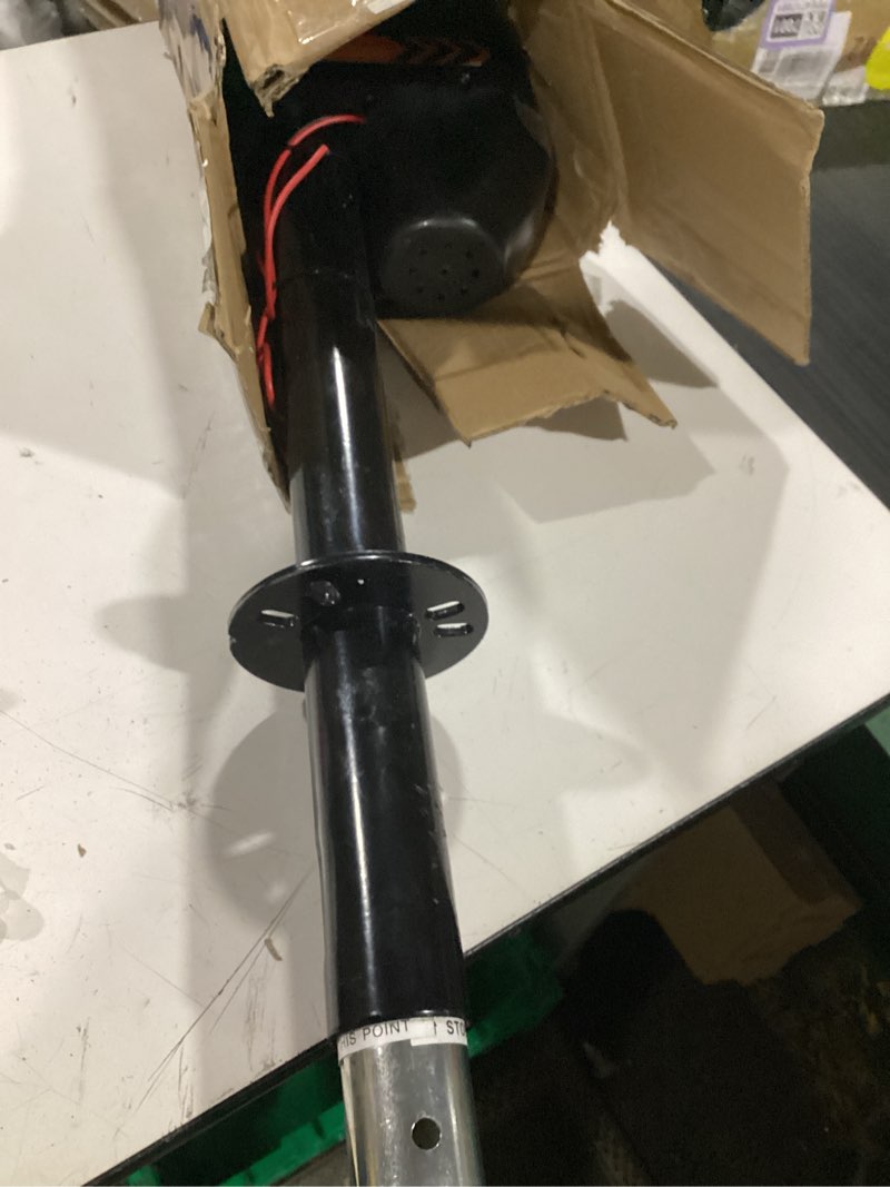 Condition photo showing As Is for kyx electric jack 5000/7500lb, with remote, heavy duty rv electric tongue jack, 9.84"-33.85" lift, manual crank handle & jack cover for rvs & travel trailers, black 7500lbs
