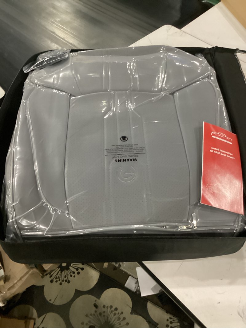 Condition photo showing Good Condition for aoog seat covers custom fit for dodge ram 1500/2500/3500 2002-2026 faux leather seat cover set compatible with crew, regular, quad, mega cab, car truck cushions (grey, curved rear, full set) grey full seat (curved rear)