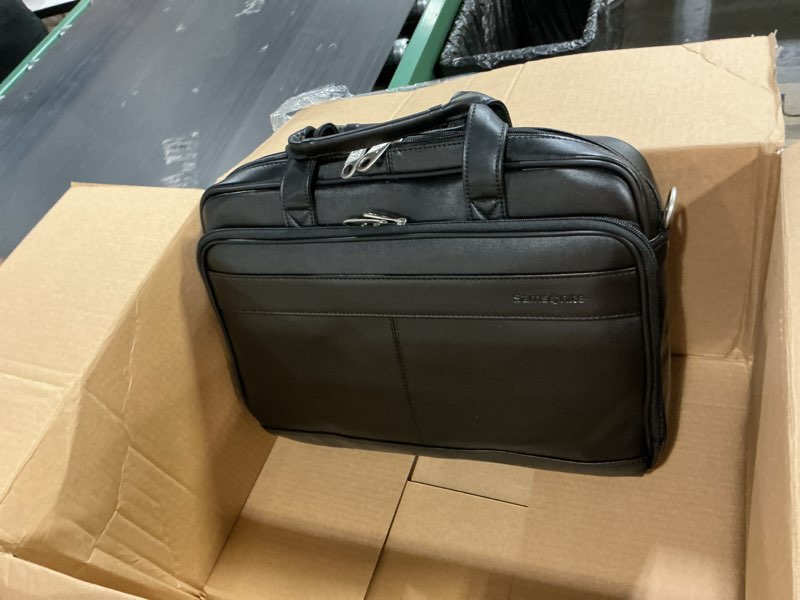 Condition photo showing Good Condition for samsonite leather slim briefcase, black, 16 inch