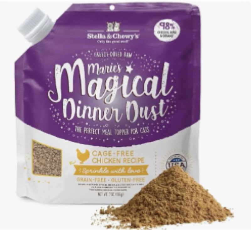 Best by: Aug/28/2025) Stella & Chewy's Freeze-Dried Raw Cat & Kitten Food Topper - Magical Dinner Dust - Premium Wild-Caug