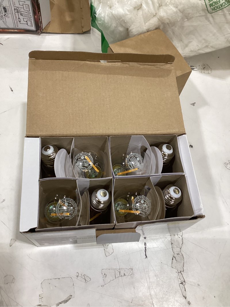 Condition photo showing New/Like New for ge 60 watt eq a19 classic crystal clear soft white medium base (e-26) dimmable led light bulb 8-pack