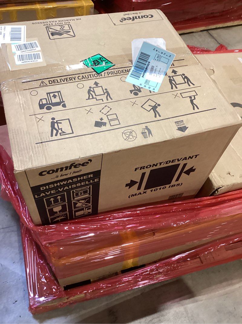 Condition photo showing As Is for comfee’ portable mini dishwasher, energy star, countertop, 6 place settings, with 8 washing programs, speed, baby-care, eco& glass, dish washer for dorm, rv& apartment, white