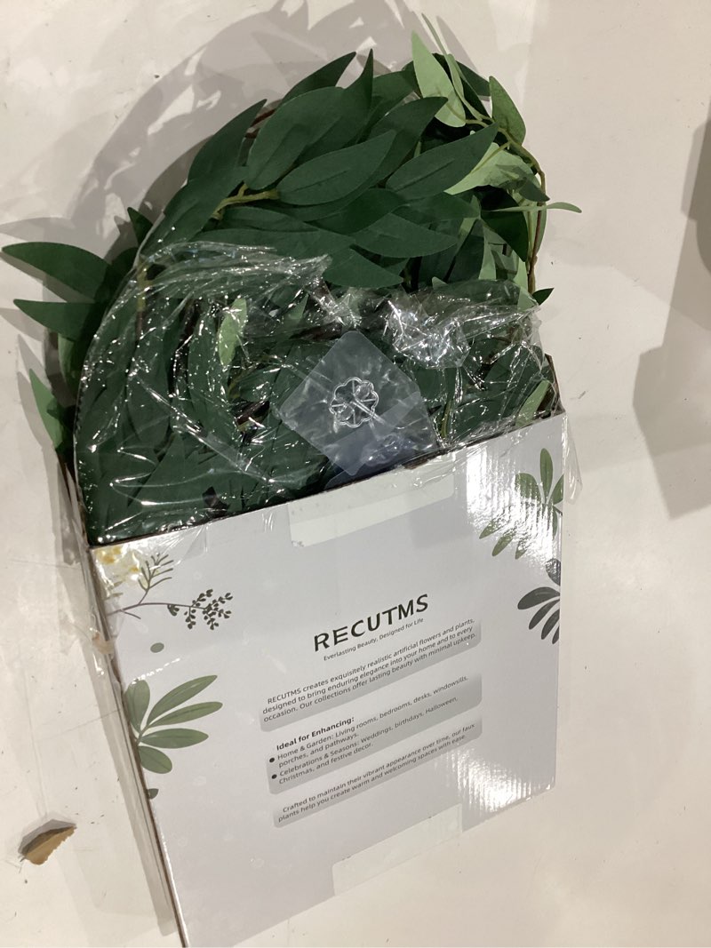 Condition photo showing New/Like New for recutms artificial willow leaves vine twigs 2pcs 5.7ft fake hanging ivy plants silk green leaf rattan garland greenery decor for indoor outdoor home wedding arch jungle beach birthday party garden willow vines green 2pcs