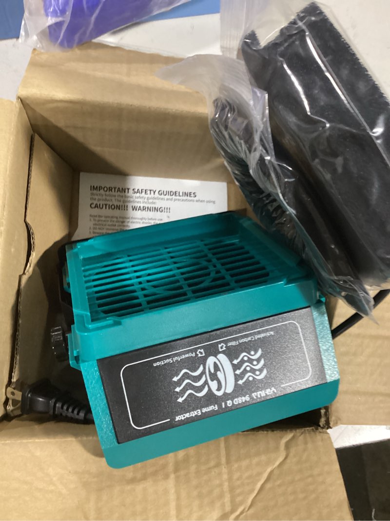 Condition photo showing As Is for yihua 948dq-i solder fume extractor fan solder smoke absorber remover tiltable angle with 8 extra fan filters for soldering wood burning and more basic style