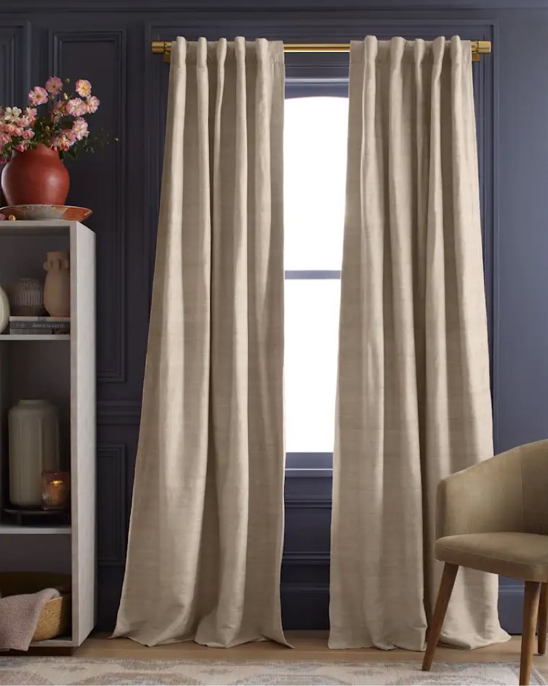 raw silk curtain.. single panel 48x96in tan