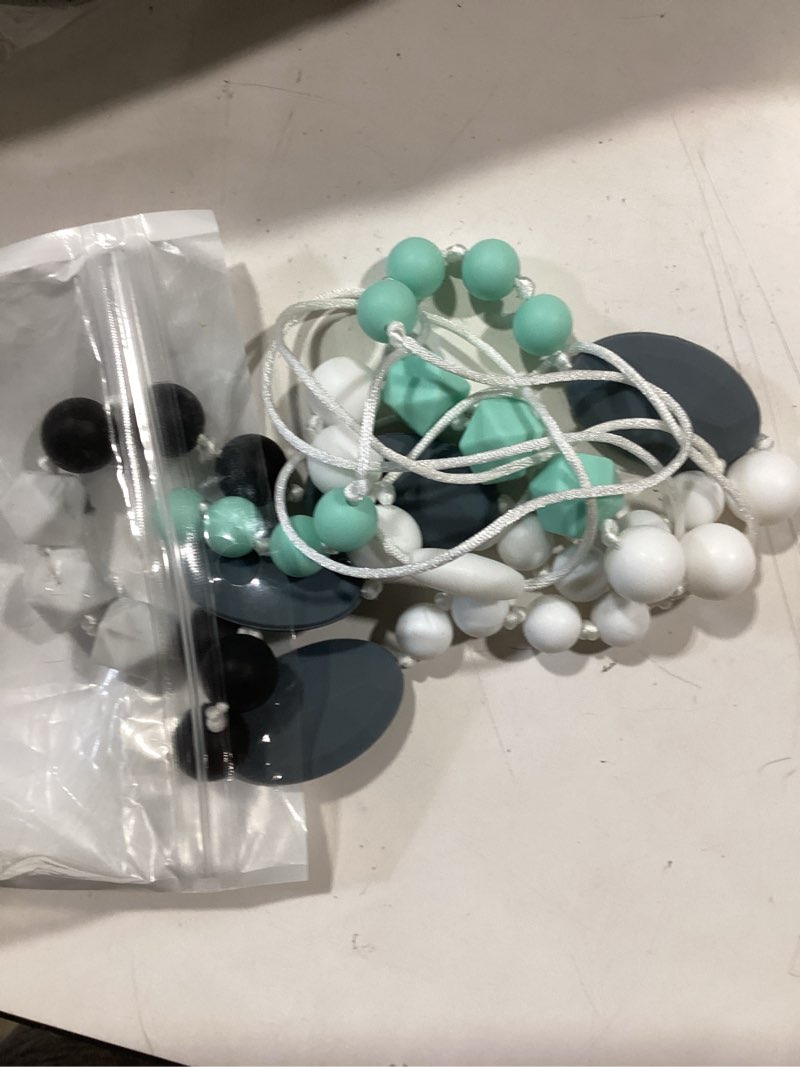 Condition photo showing Good Condition for silicone nursing necklaces for mom to wear, 2 pack chew necklace for sensory kids, breastfeeding sensory necklace for boys, girls to reduces anxiety mint blue, gray, black, white