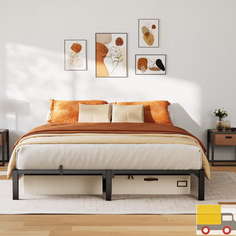 Metal Bed Frame, Heavy Duty Platform with 800 lbs Support, No Box Spring Needed, Easy Tool-Free Assembly, Noise-Free Design