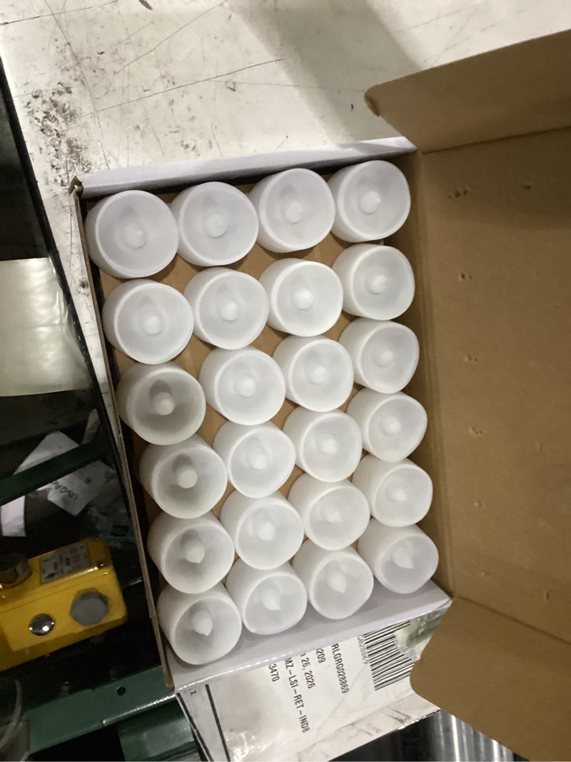 Condition photo showing New/Like New for homemory 48-pack novelty flickering flameless tea lights candles, 200+hours battery-operated led fake candles for wedding table centerpieces,proposal,anniversary, white base, ø1.5'' × h1.3'' warm white glow, white base pack of 48