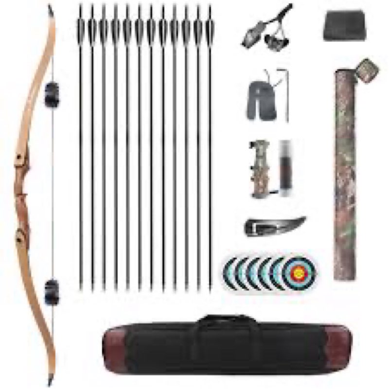 60” Takedown Recurve Bow and Arrow Set for Adults – Right Hand Only, Wooden Archery Hunting Bow Kit 