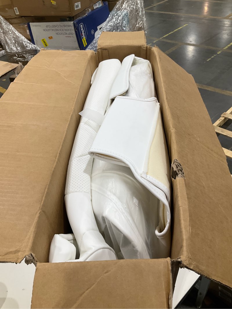 Condition photo showing Good Condition for custom fit seat covers for 2025 2026 tesla model y juniper (5-seater), waterproof breathable nappa leather, oem style full set protectors, airbag compatible - white
