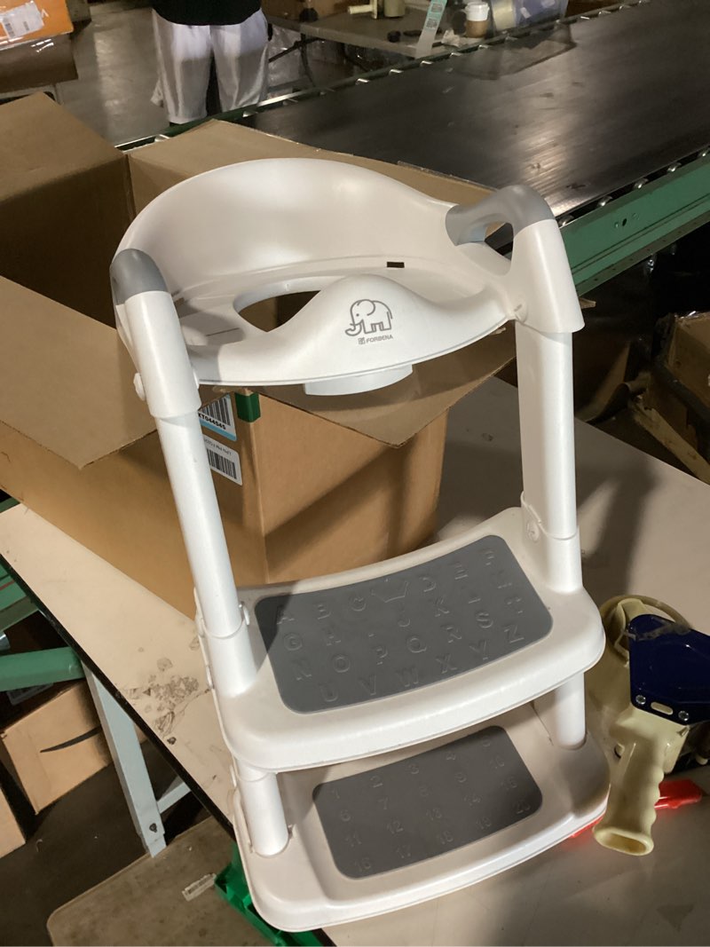 Condition photo showing Good Condition for forbena potty training toilet seat with step stool ladder, toddler kids potty seat for boys girls, non slip foldable toilet training seat with soft cushion, comfortable handles (white-grey)