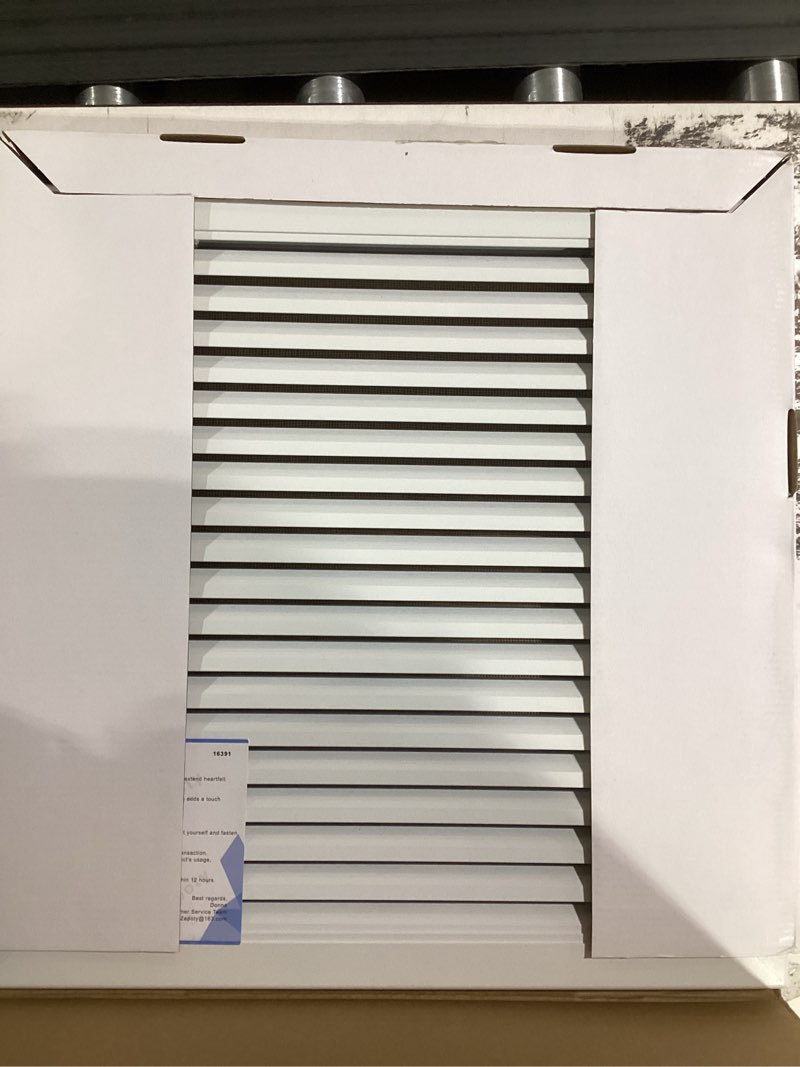 Condition photo showing Good Condition for 18" x 18" Paintable Gable Vent, Enhance Attic & Shed Ventilation, Durable Aluminum Design with Screen, Stylish Home Improvement - Vent Opening: 16" x 16" 16" x 16" Vent Opening White