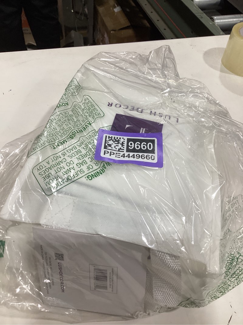 Condition photo showing As Is for Lush Decor Hampton Double Flange Embroidered Contrast Edge Cotton Duvet Cover Set, 3 Piece Set, King