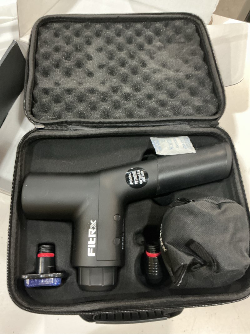 Condition photo showing Good Condition for fitrx massage gun handheld deep tissue percussion massager with 6 speeds and 4 swappable heads for premium neck back & muscle relief